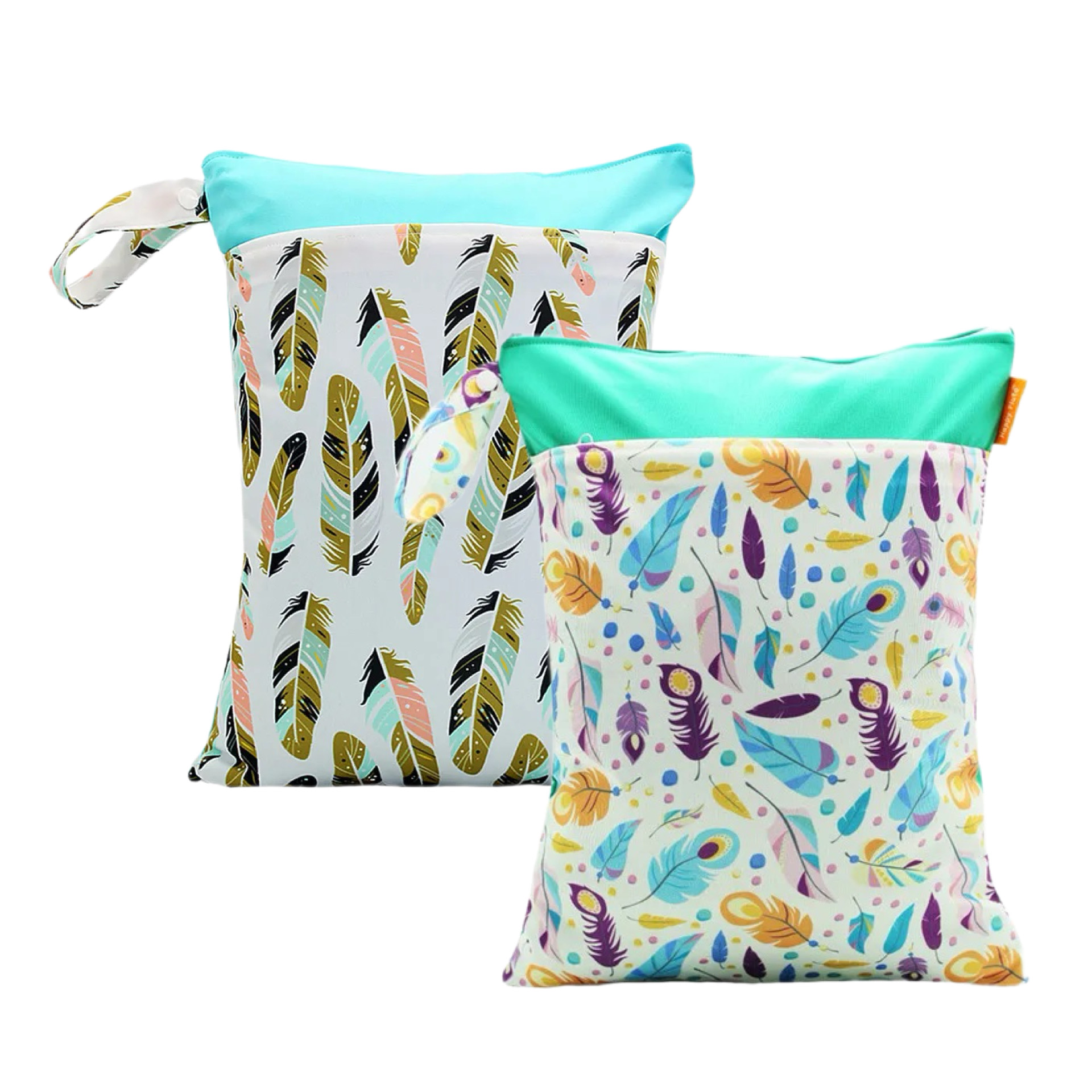 Federn / türkis/grün - 2er Set 30x40cm