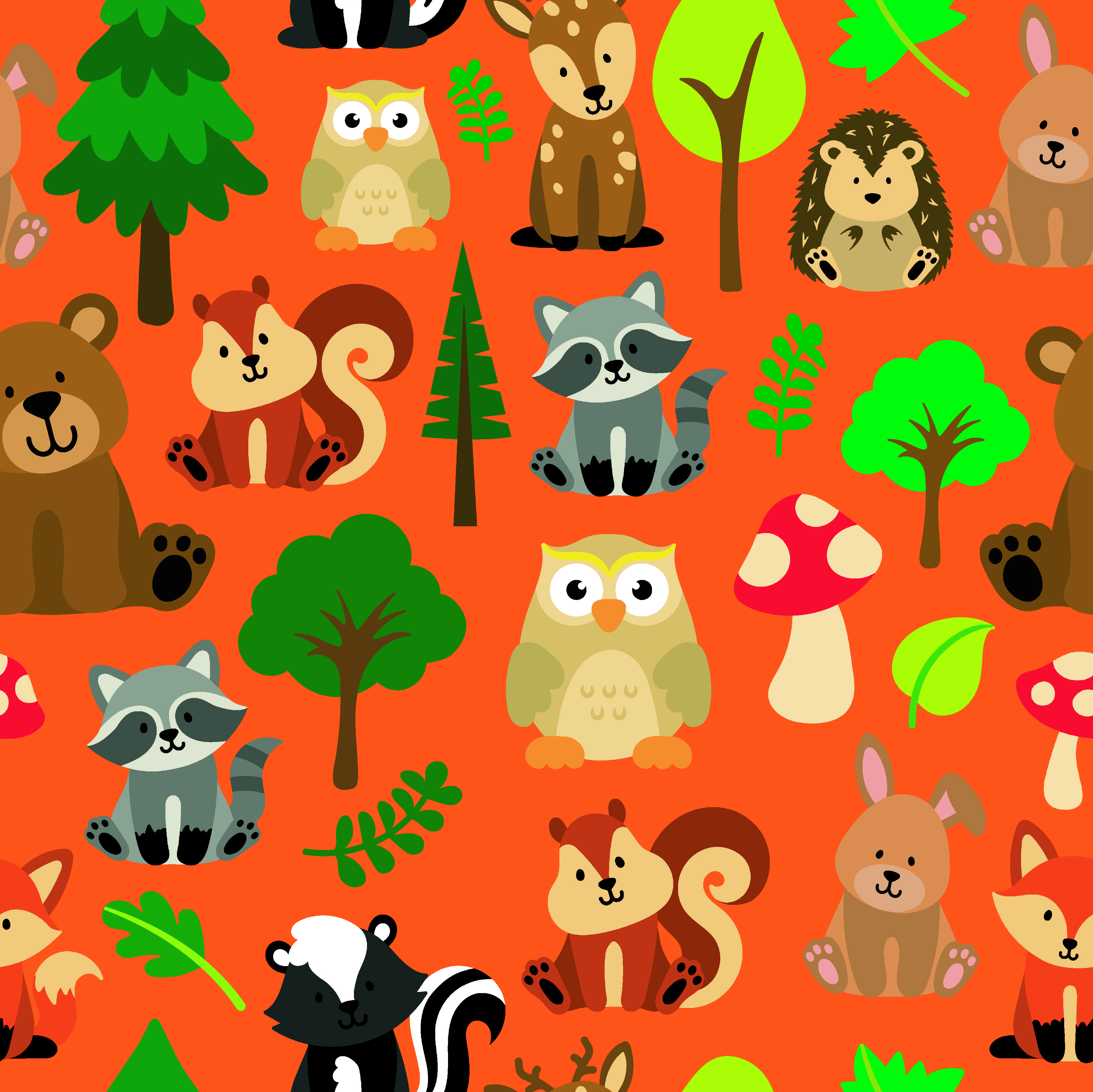 Waldtiere / mit Namensetikett - 2er Set 30x40cm