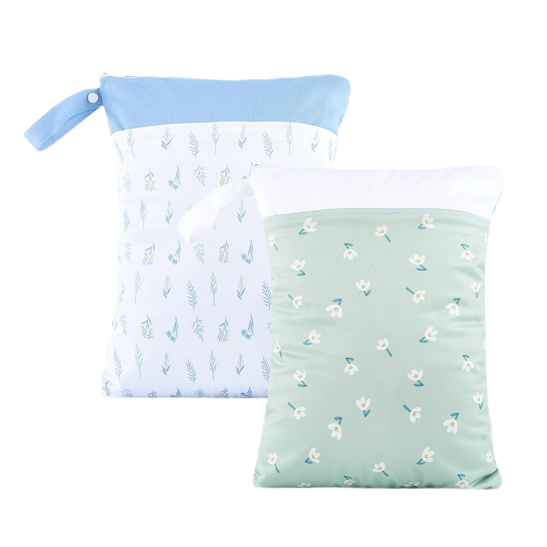 Gräser & Blumen / hellblau/weiss - 2er Set 30x40cm