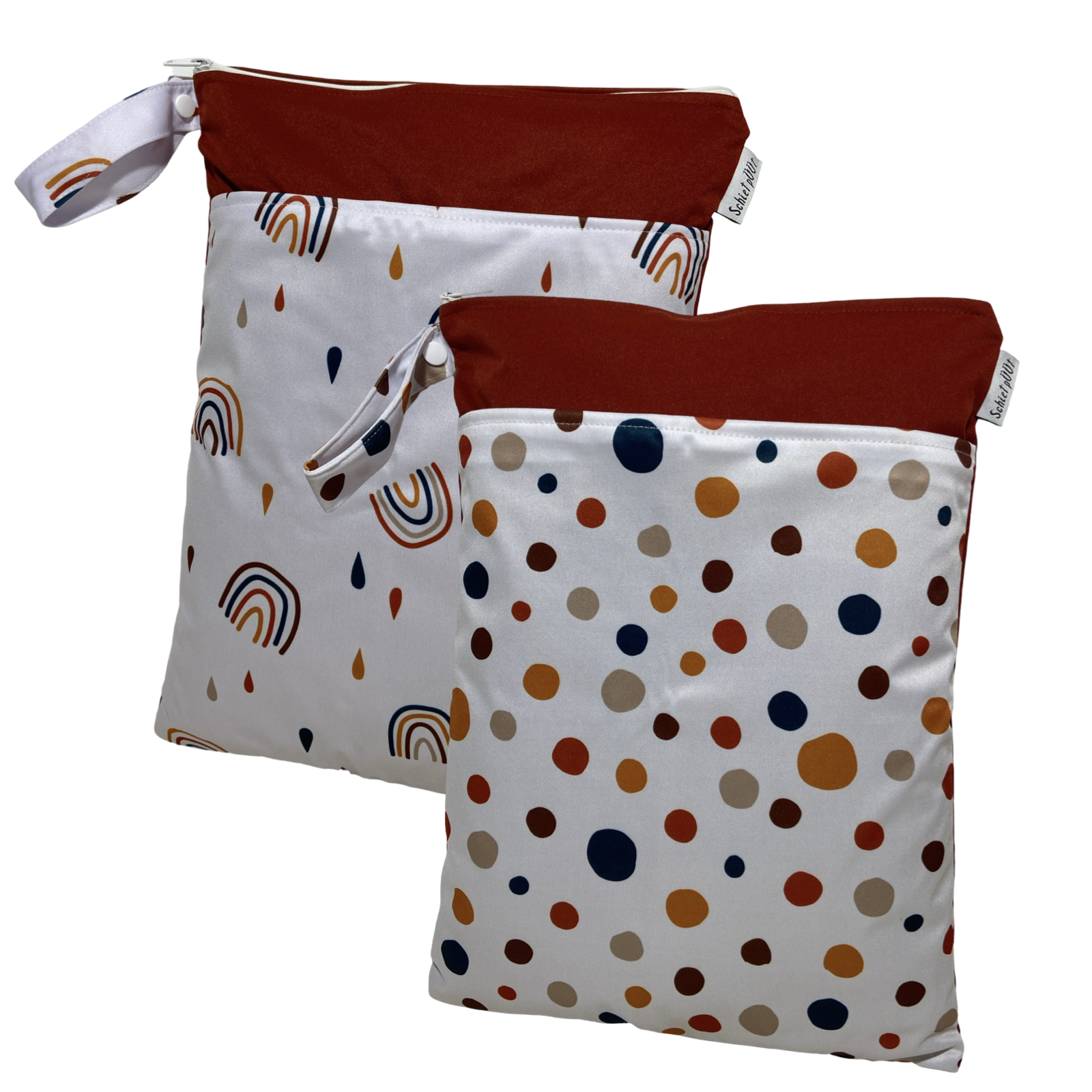 Regenbogen & Punkte / dunkelrot - 2er Set 30x40cm